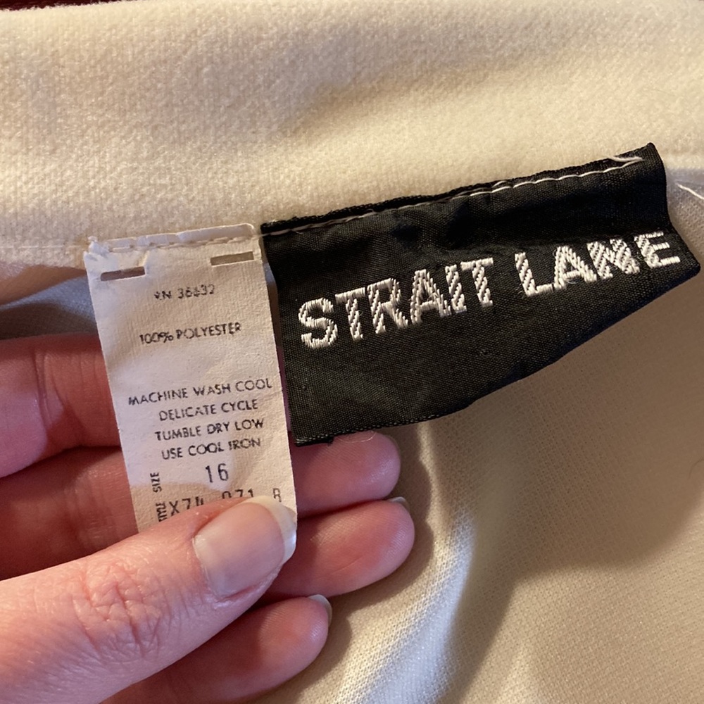 Strait Lane 2 piece Ivory ladies suit dress size vintage 16 - Picture 10 of 10